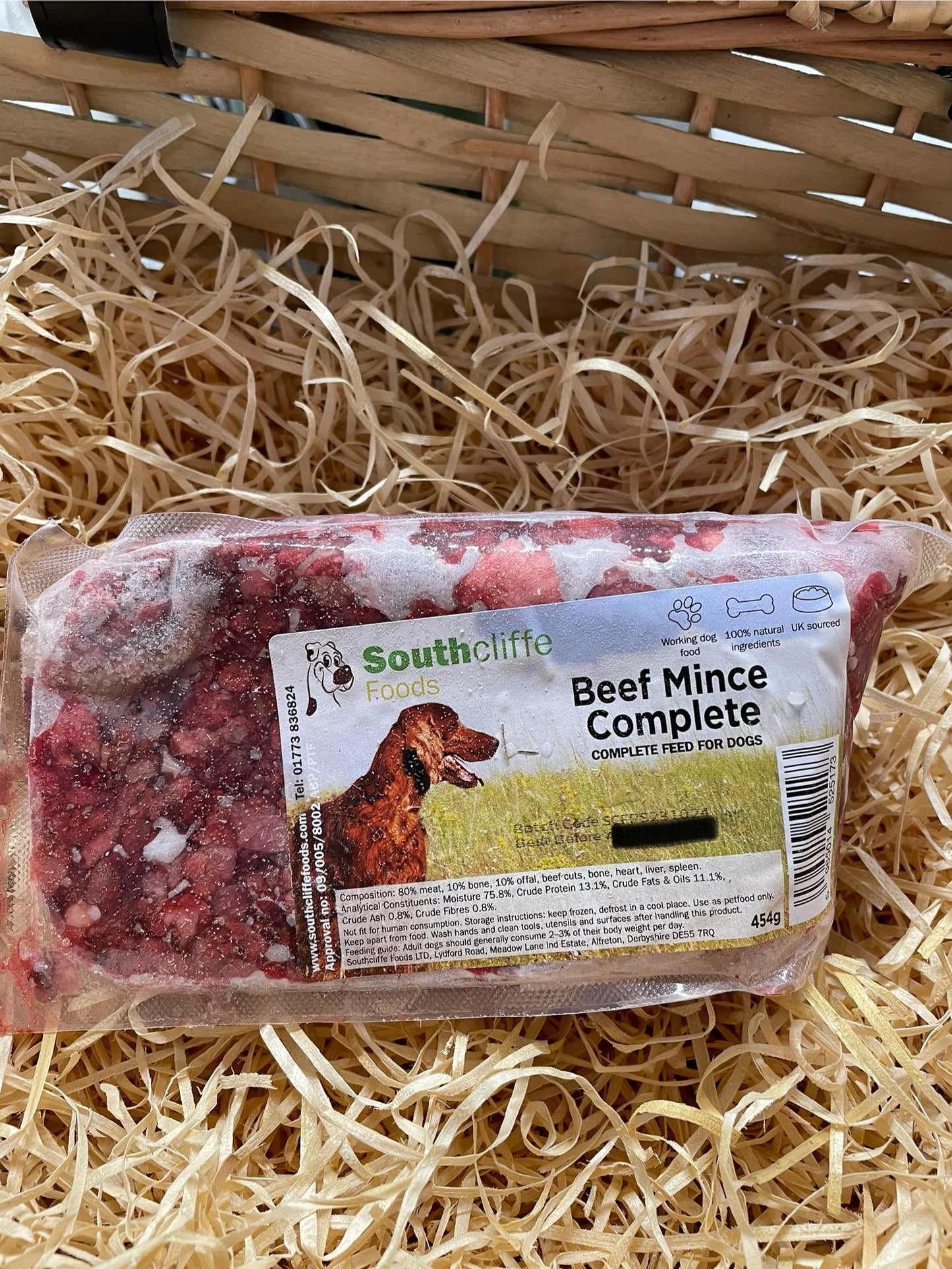 Southcliffe 80/10/10 Beef Mince. Single Protein. 80/10/10 Balanced, Raw Dog Food