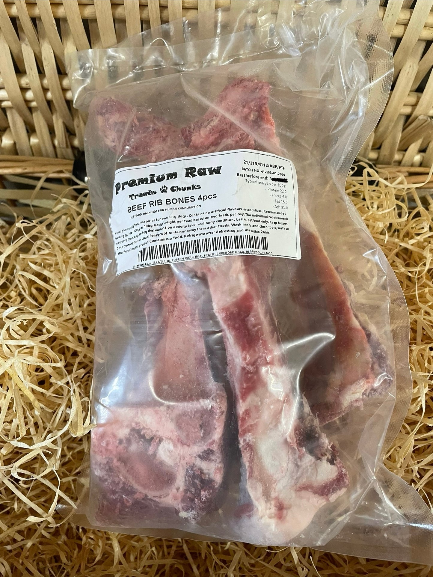 Beef Rib Bones. 4 Pieces. Raw