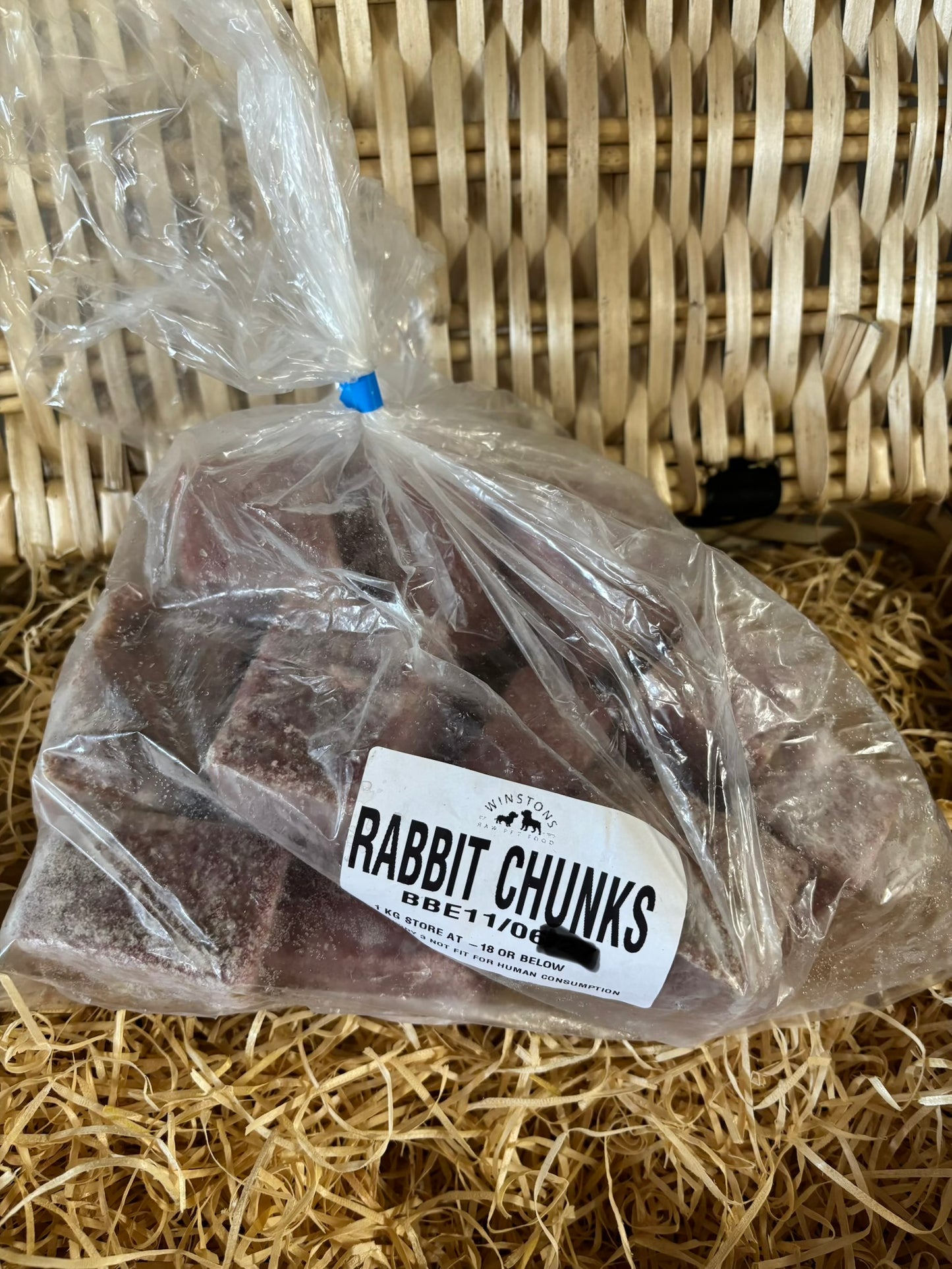 Rabbit Chunks - Raw. Approximately 2KG