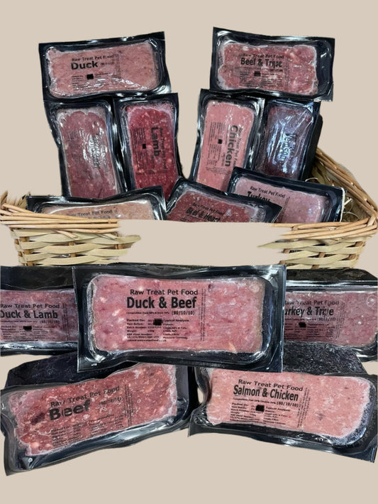 A Mixed Pack of Raw Treat 80/10/10 Minces