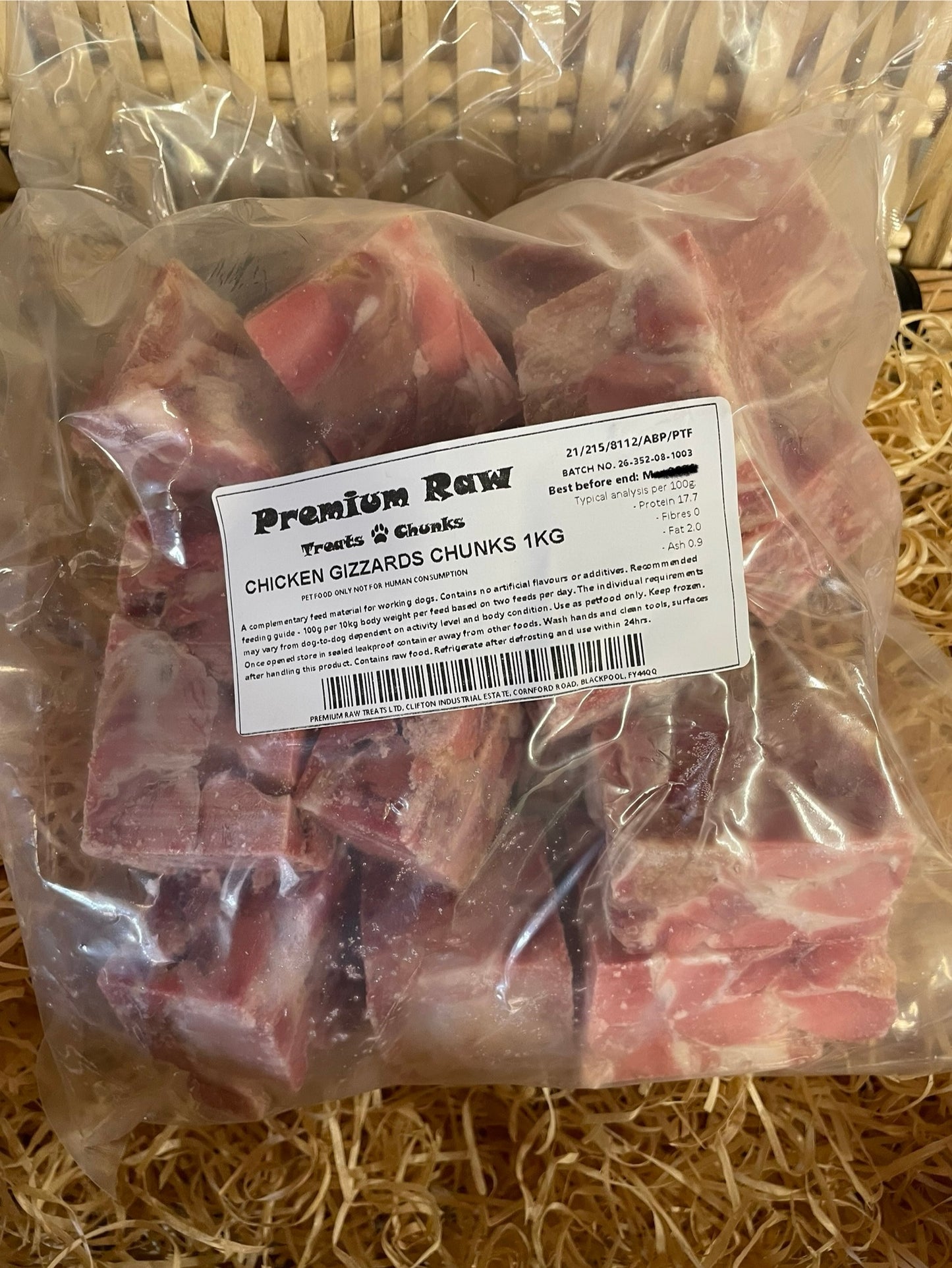 Chicken Gizzard Chunks. Raw. Approx 1kg