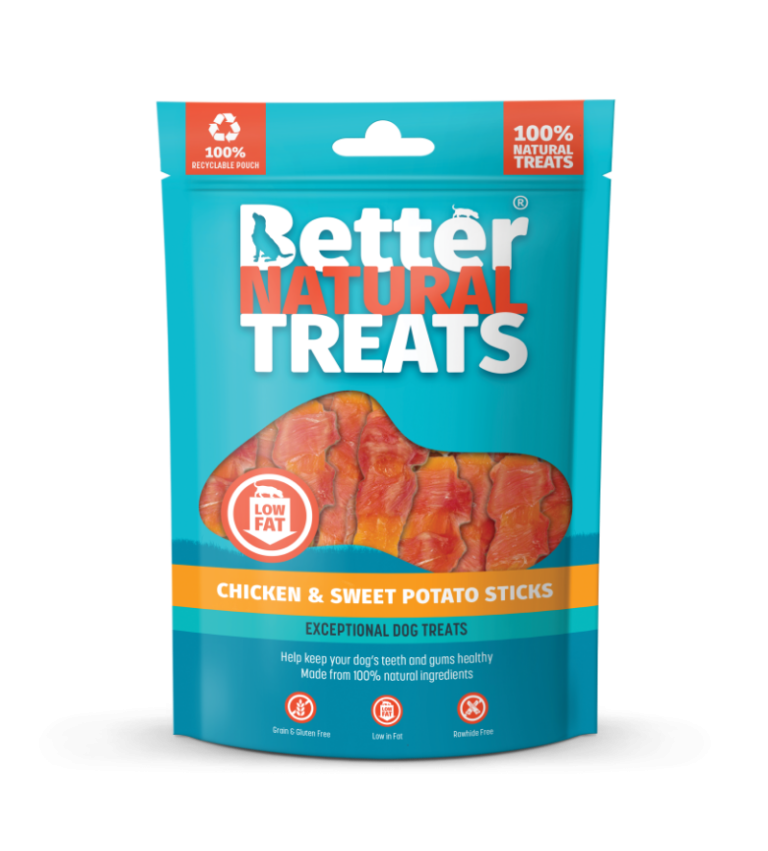 Chicken and Sweet Potato Sticks 90g. Low Fat Range.