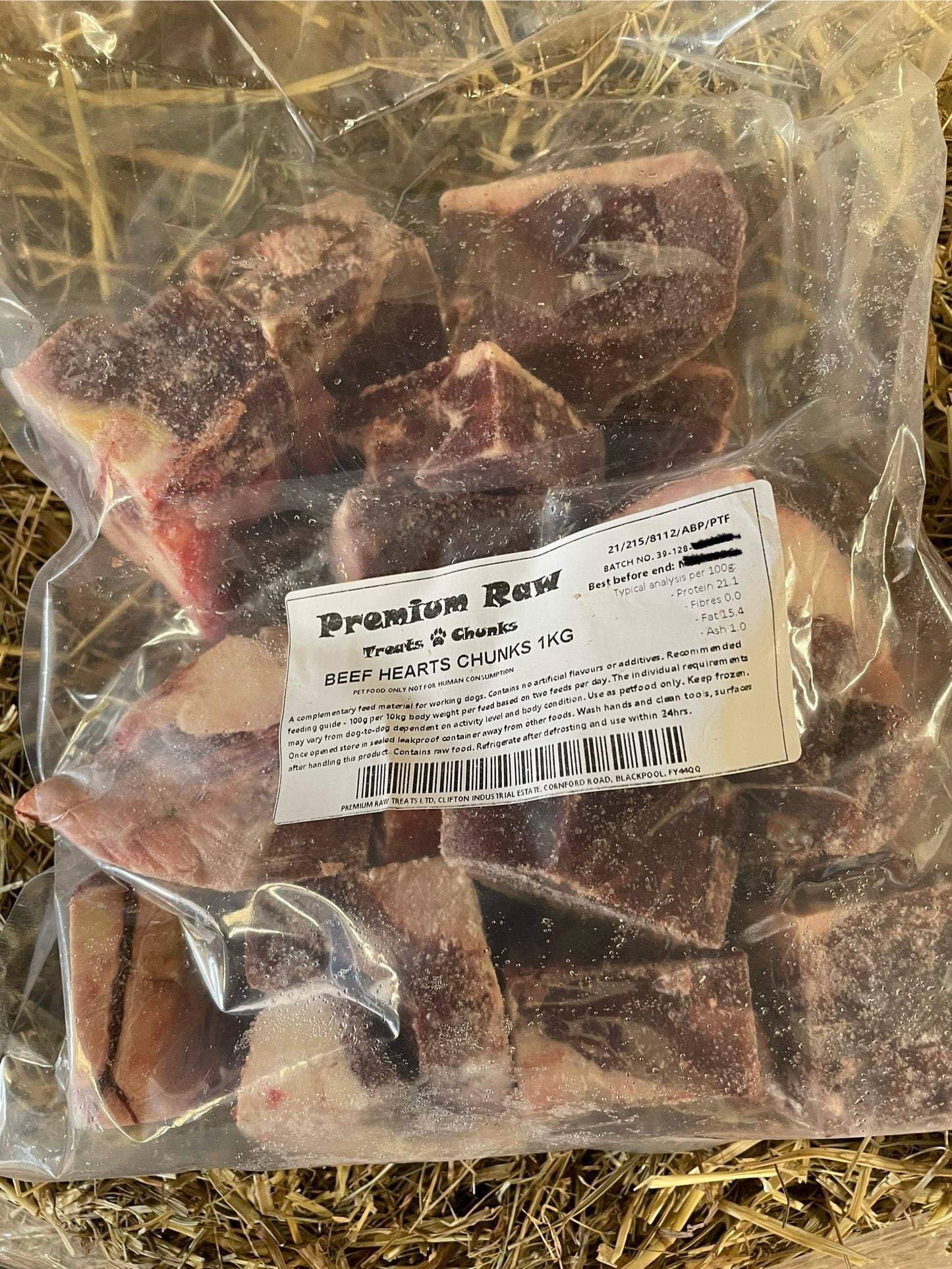 Heart Chunks - Beef. Raw.