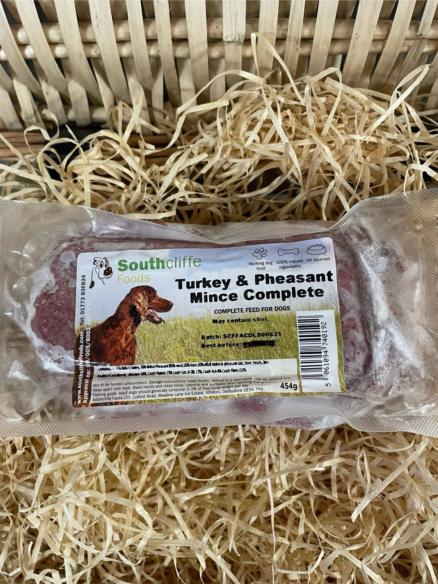Southcliffe Complete Turkey & Pheasant Mince. 80/10/10 Balanced, Raw Dog Food