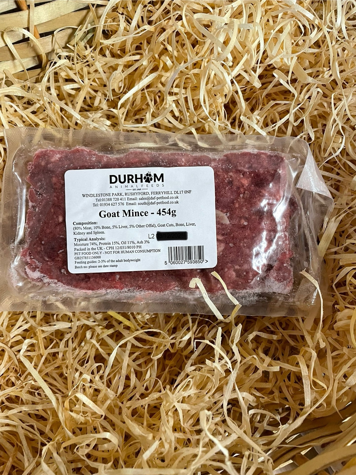 DAF Goat Mince 80/10/10 Mince. Single Protein.