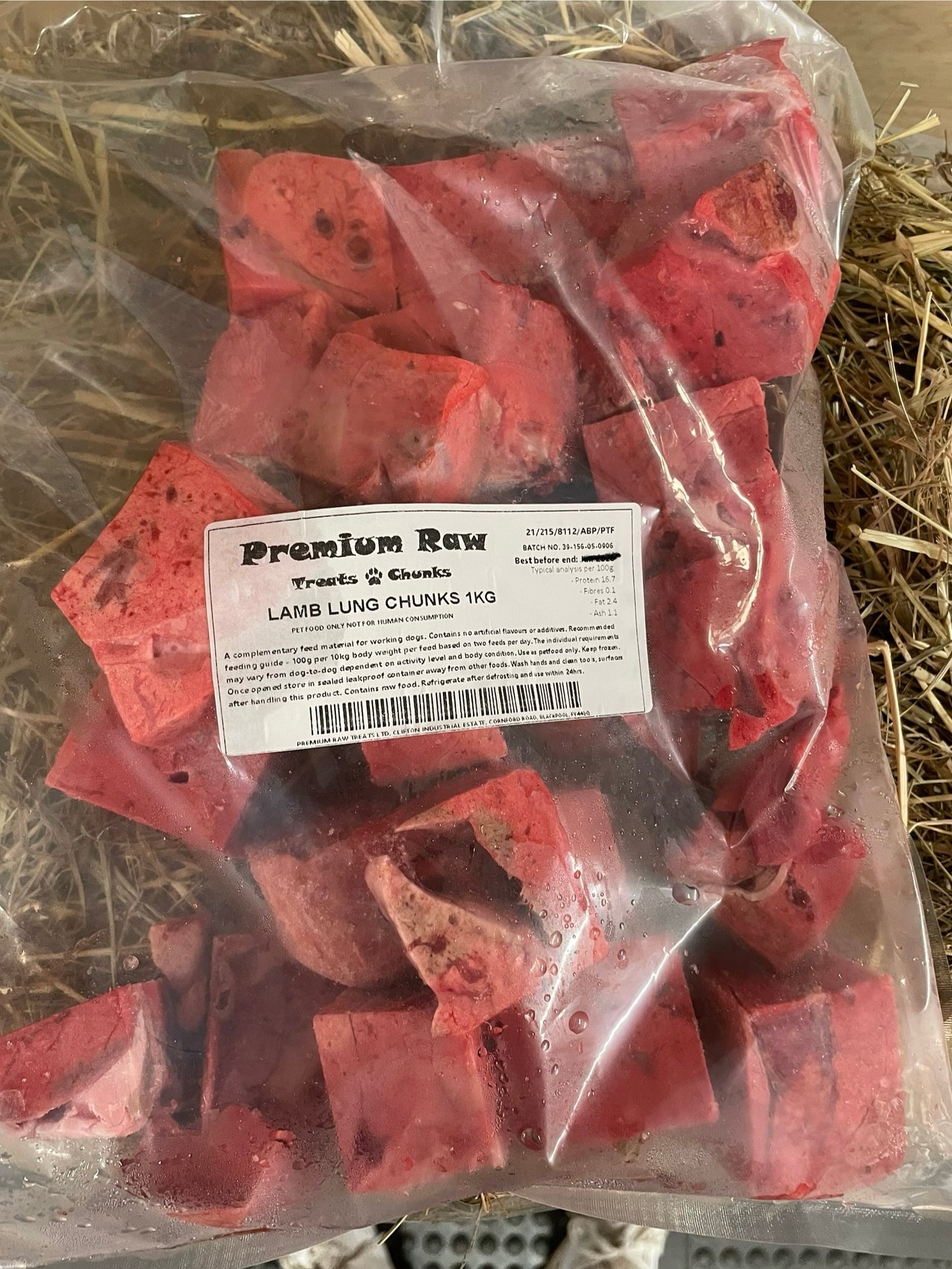 Offal - Lamb Lung Chunks. Approx 1kg.