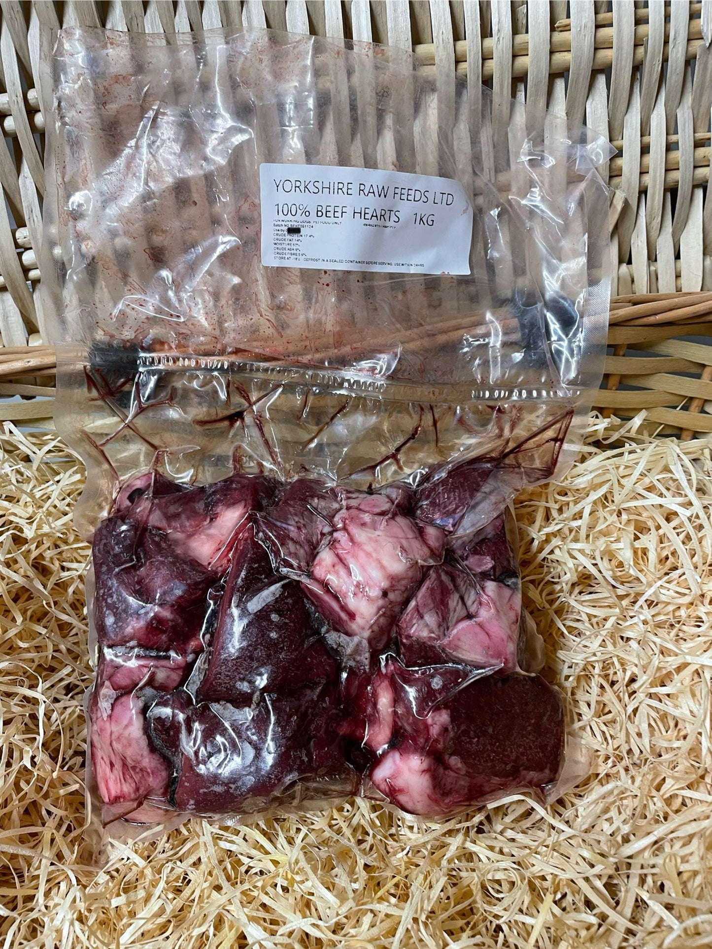 Heart Chunks - Beef.   Raw.