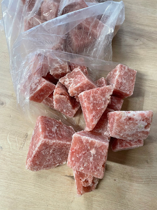 Turkey Chunks.  Raw, Frozen.