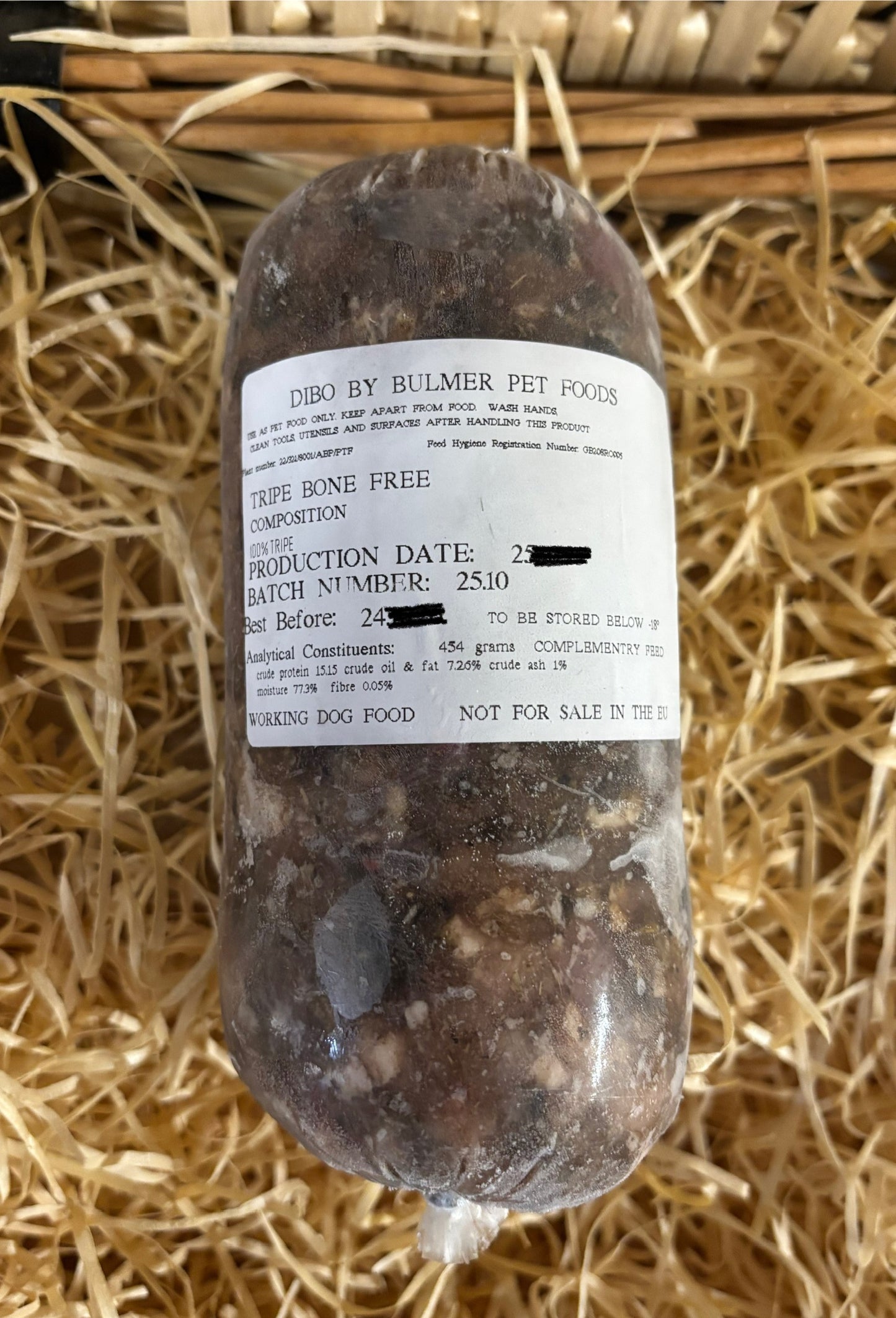 Dibo by Bulmer Beef Tripe Mince. Single Protein Complimentary Mince (JUST TRIPE)