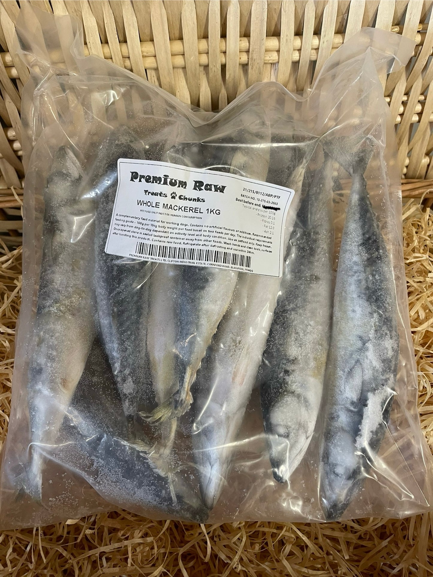 Fish - Mackerel - Whole. Raw. Approximately 1kg