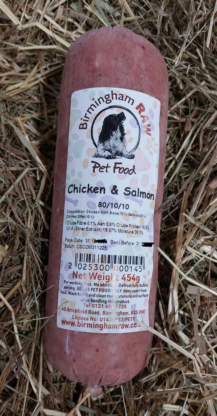 Chicken and Salmon 80/10/10 Mince. Birmingham Raw.