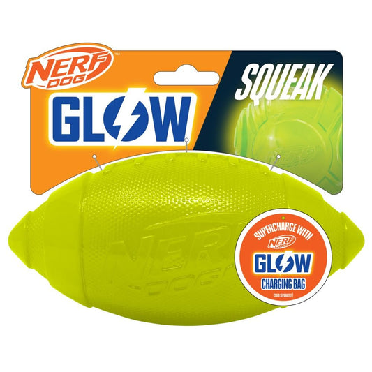 Nerf Dog TPR Ultra GLOW Classic Squeak Football 7in Green