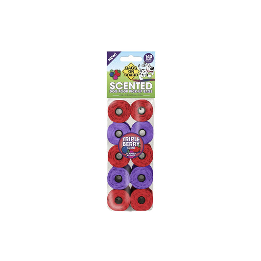 Bags on Board Triple Berry Scented Poop Bags 140 Pack