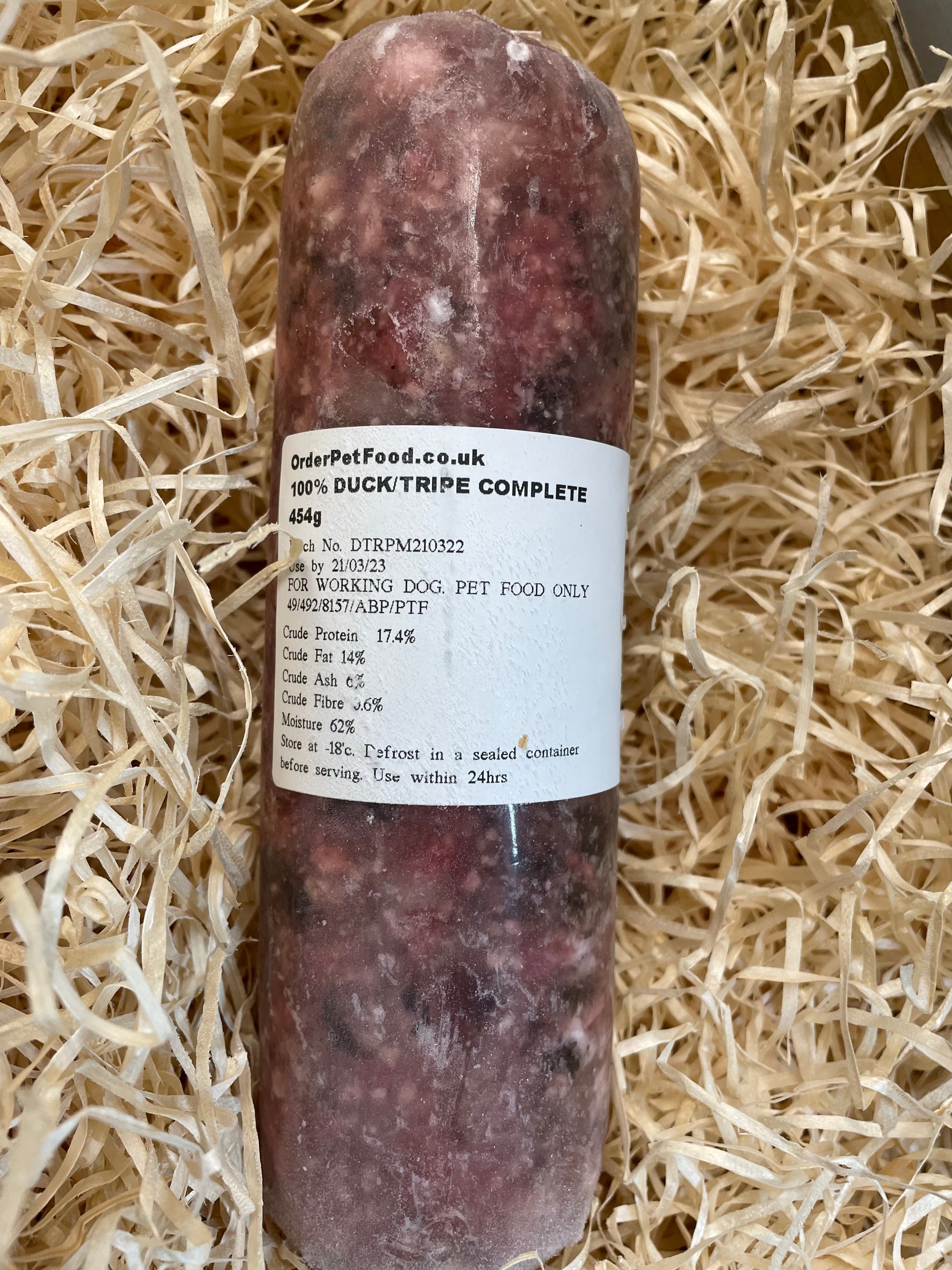 Orderpetfood.co.uk Duck & Tripe Complete 80/10/10 TheRawFoodWarehouse