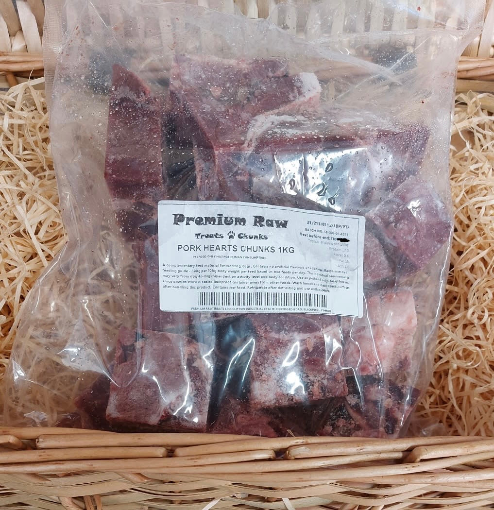 Heart Chunks - Pork.  Raw.  1kg (approx)
