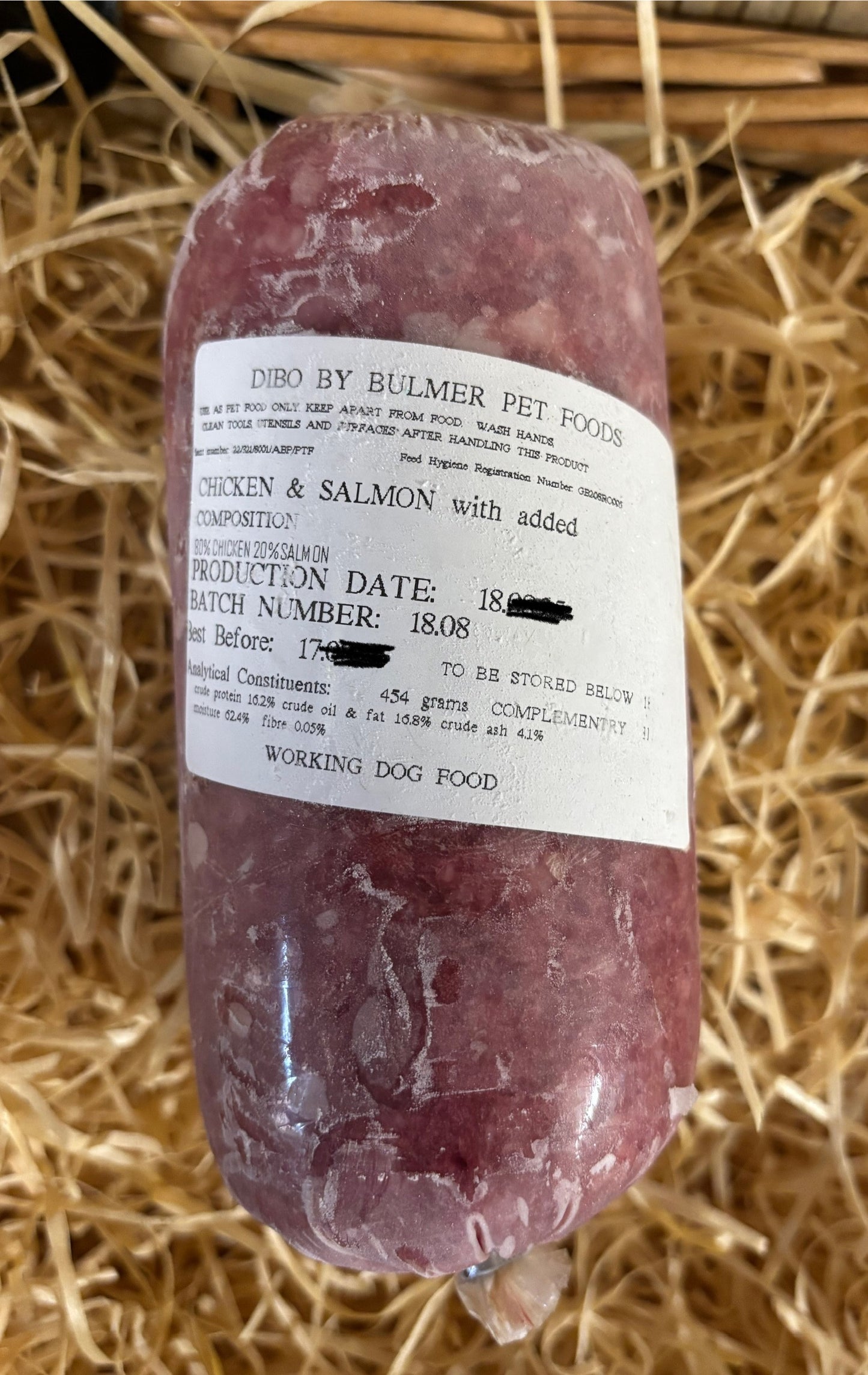 Dibo by Bulmer Chicken and Salmon Mince with added Kelp.  Complimentary Mince