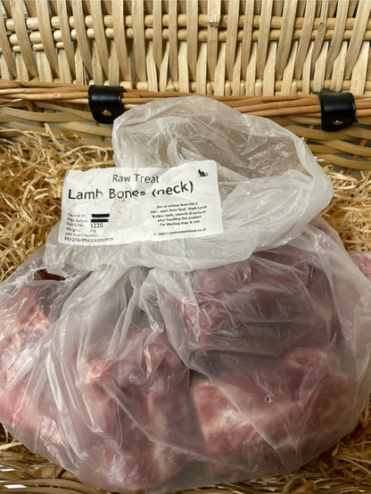 Lamb Neck Bones.  Raw, Frozen.