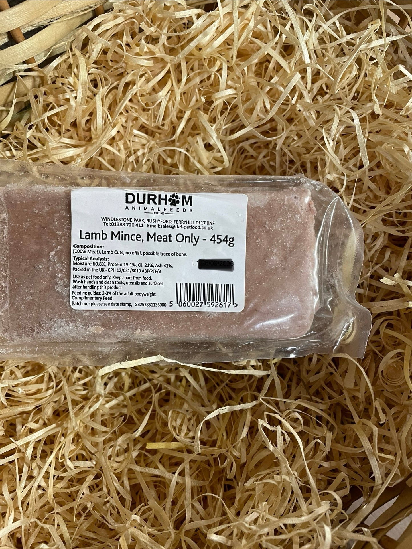 DAF Lamb Mince.  Single Protein Complimentary Mince