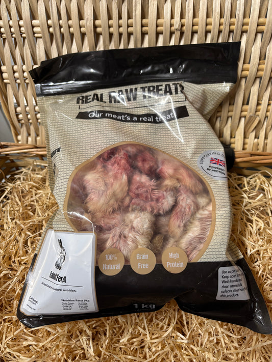Rabbit Feet - Raw and Furry.  Approximately 1kg
