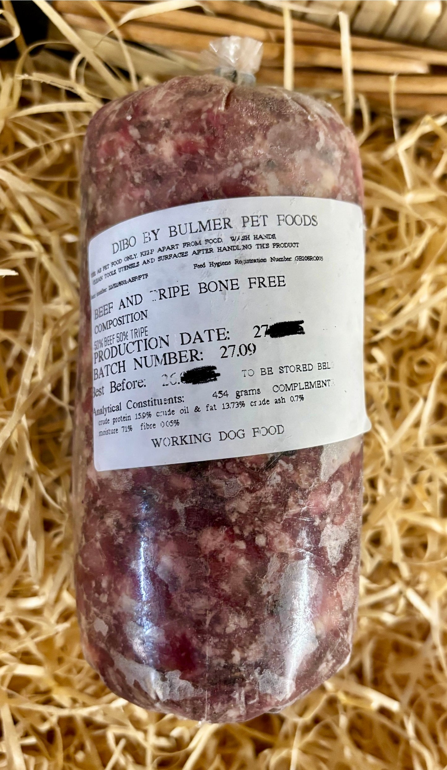 Dibo by Bulmer Beef & Beef Tripe Mince.  Complimentary Mince.