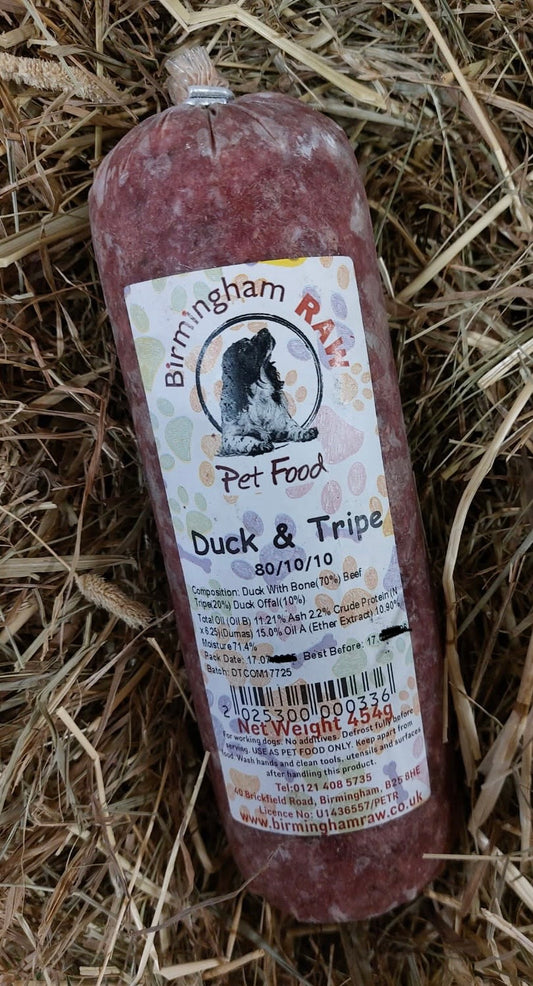 Duck & Beef Tripe 80/10/10 Mince.  Birmingham Raw.