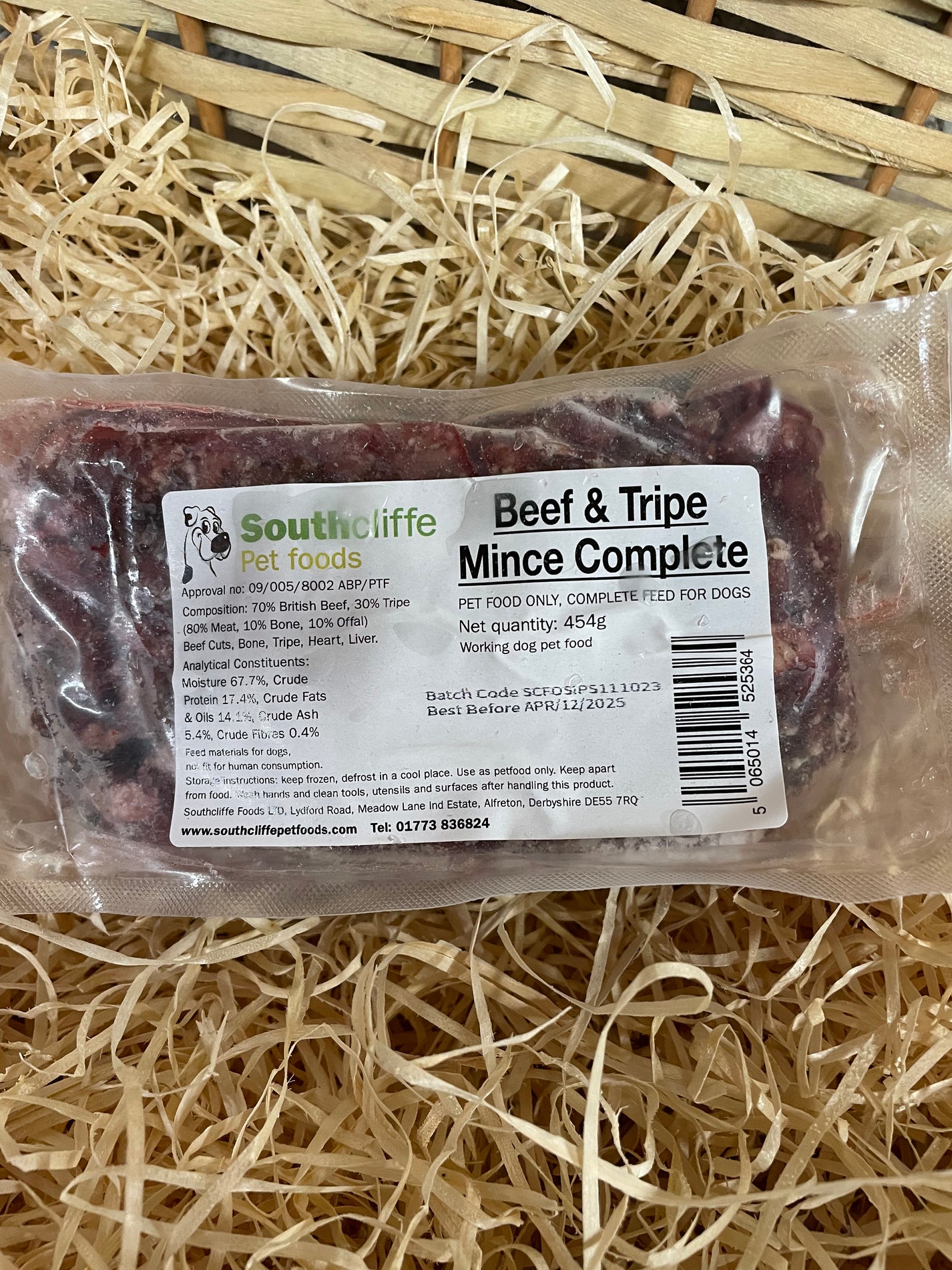 Southcliffe Complete Beef & Tripe. 80/10/10 Balanced, Raw Dog Food