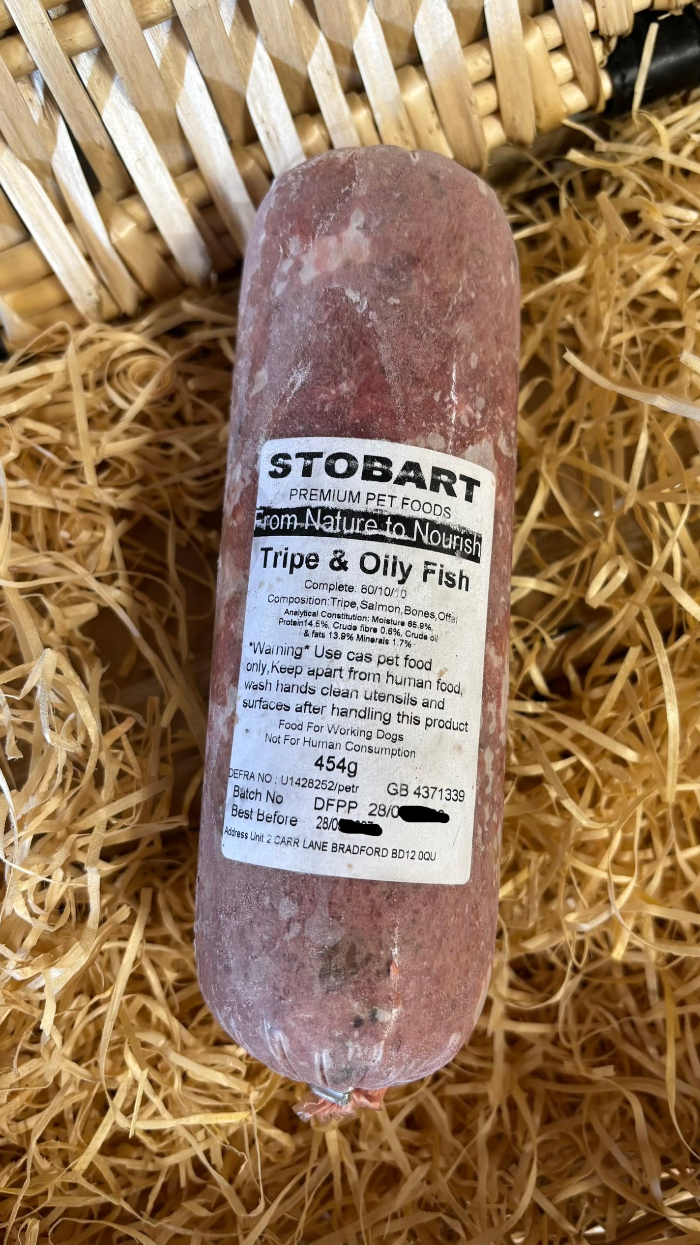 Lamb Tripe & Oily Fish 80/10/10 Mince.  Stobart Premium Raw Food.