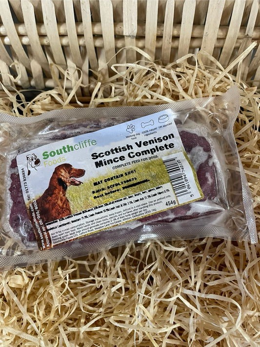 Southcliffe Complete Venison Mince.  80/10/10 Balanced, Raw Dog Food.  Single Protein