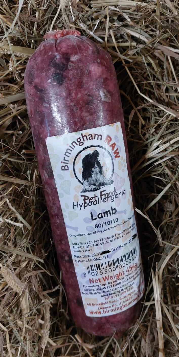 Lamb 80/10/10 Mince.  Birmingham Raw.  Single Protein.