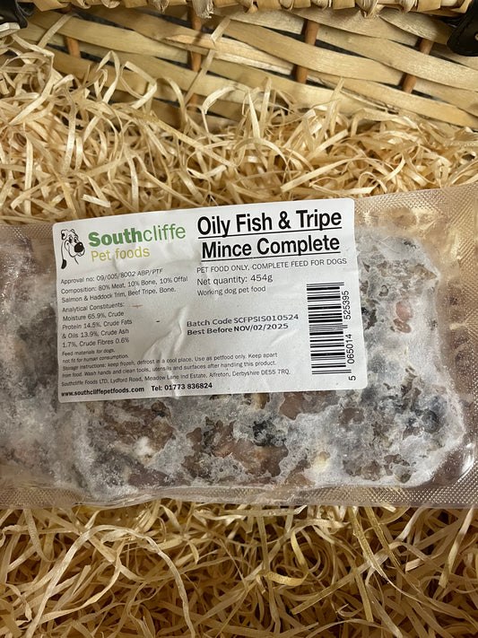 Southcliffe Complete Oily Fish & Tripe Mince.  80/10/10 Balanced, Raw Dog Food