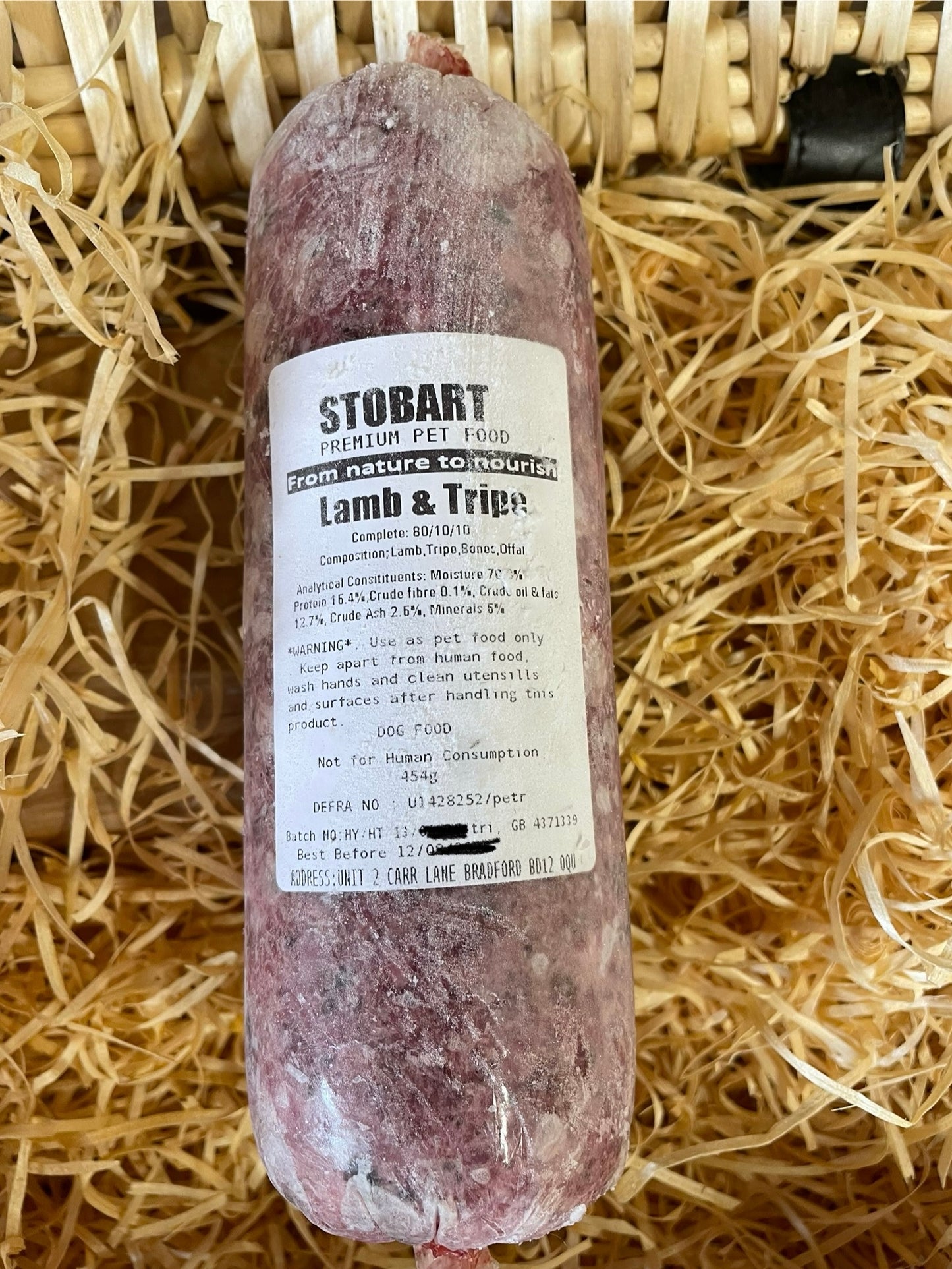 Stobart Premium Raw Food - Lamb and Lamb Tripe 80/10/10