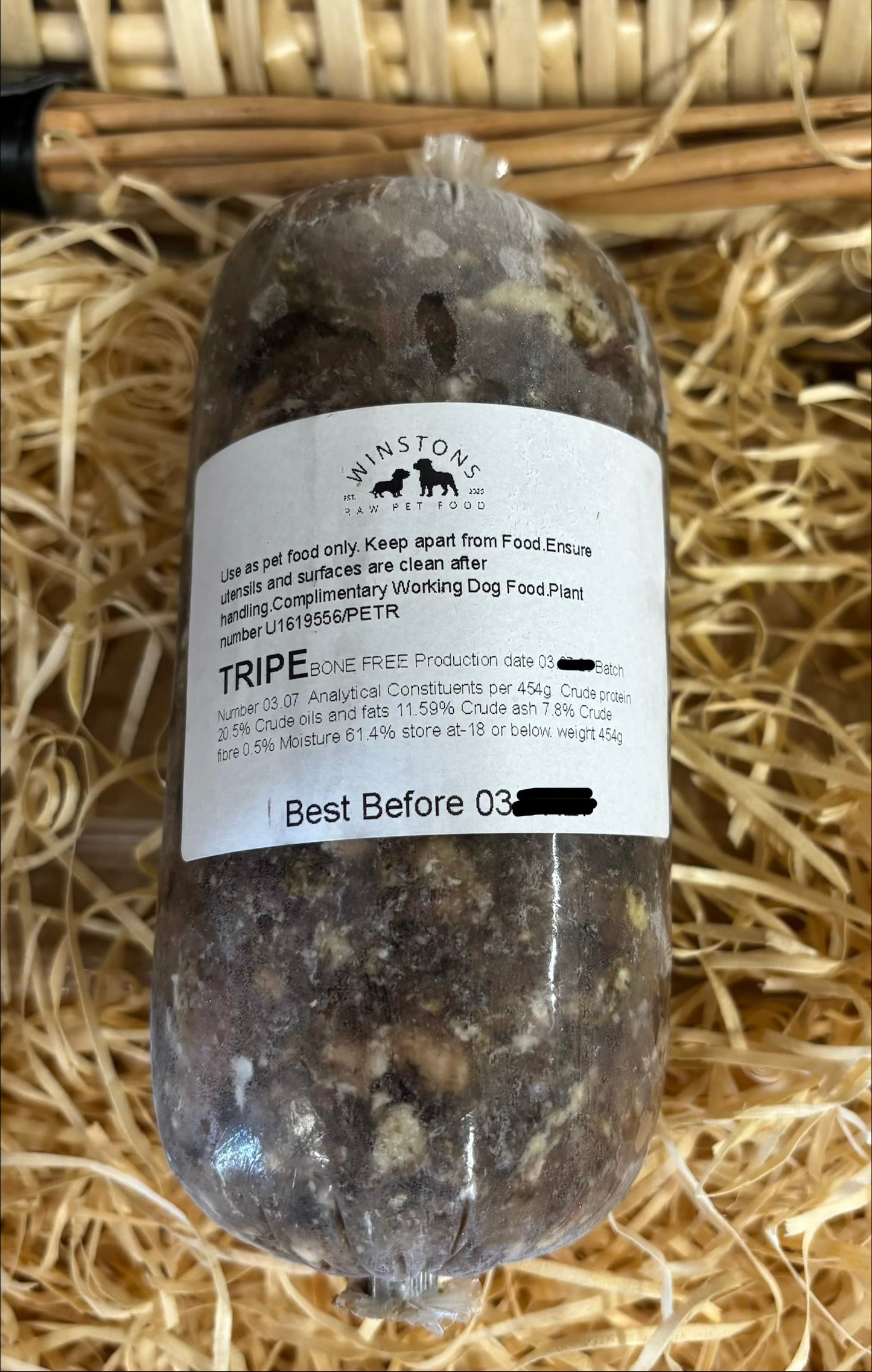 Tripe Mince (Beef).  Winston's.  Single Protein Complimentary Mince (JUST TRIPE)