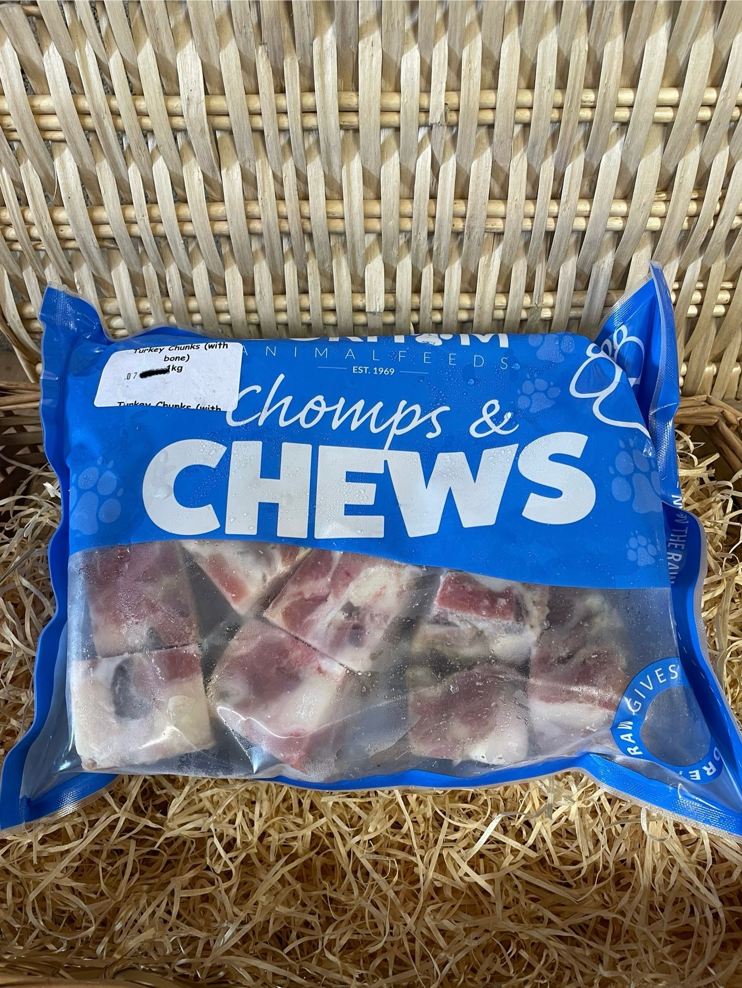 Turkey Chunks.  Raw, Frozen.
