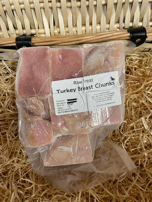 Turkey Chunks.  Raw, Frozen.