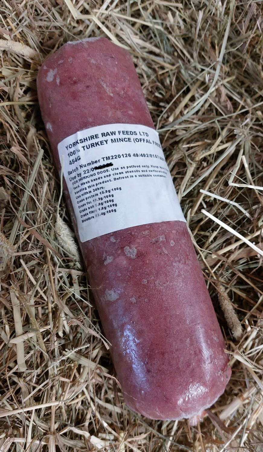 Turkey Mince.  Yorkshire Raw.  Single Protein Complimentary Mince.  Offal Free.