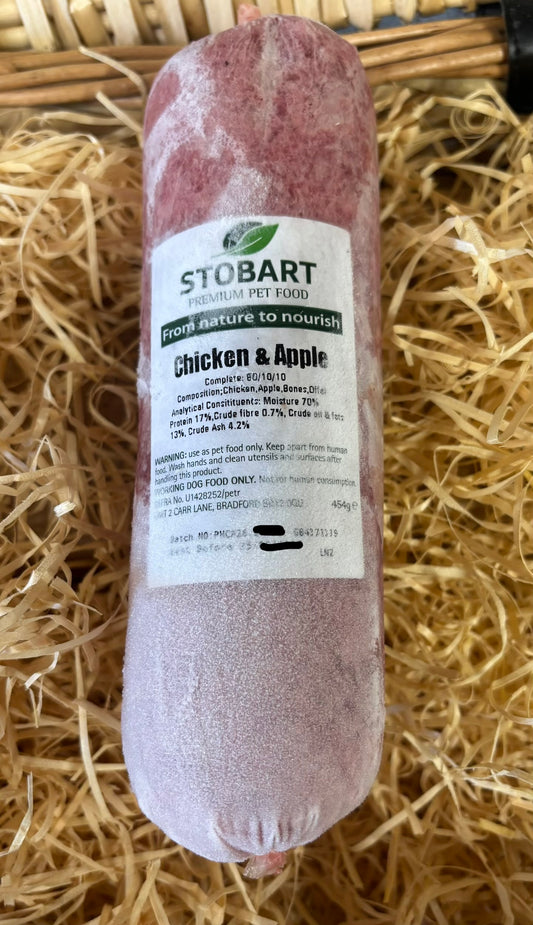 Chicken and Apple 80/10/10 Mince.  Stobart Premium Raw Food.