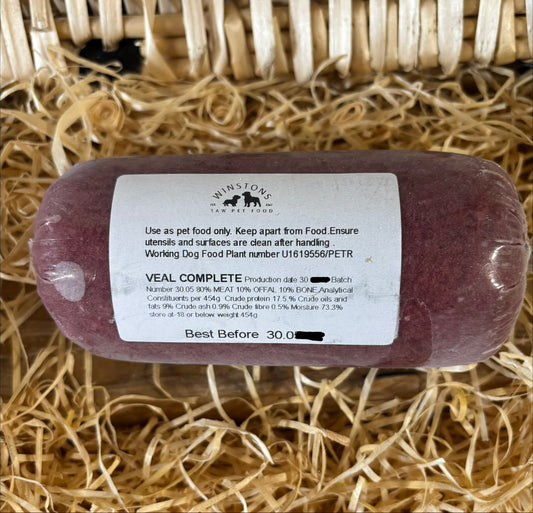 Veal 80/10/10 Mince.  Winston's Raw Pet Food