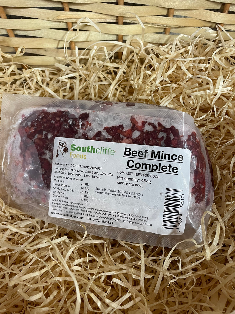 Southcliffe Complete Beef Mince. 80/10/10 Balanced, Raw Dog Food