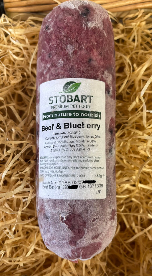 Beef £ Blueberry 80/10/10 Mince.  Stobart Premium Raw Food.
