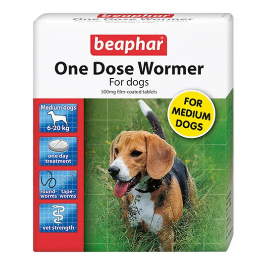 Beaphar - One Dose Dog Wormer for adult dogs 6-40kg