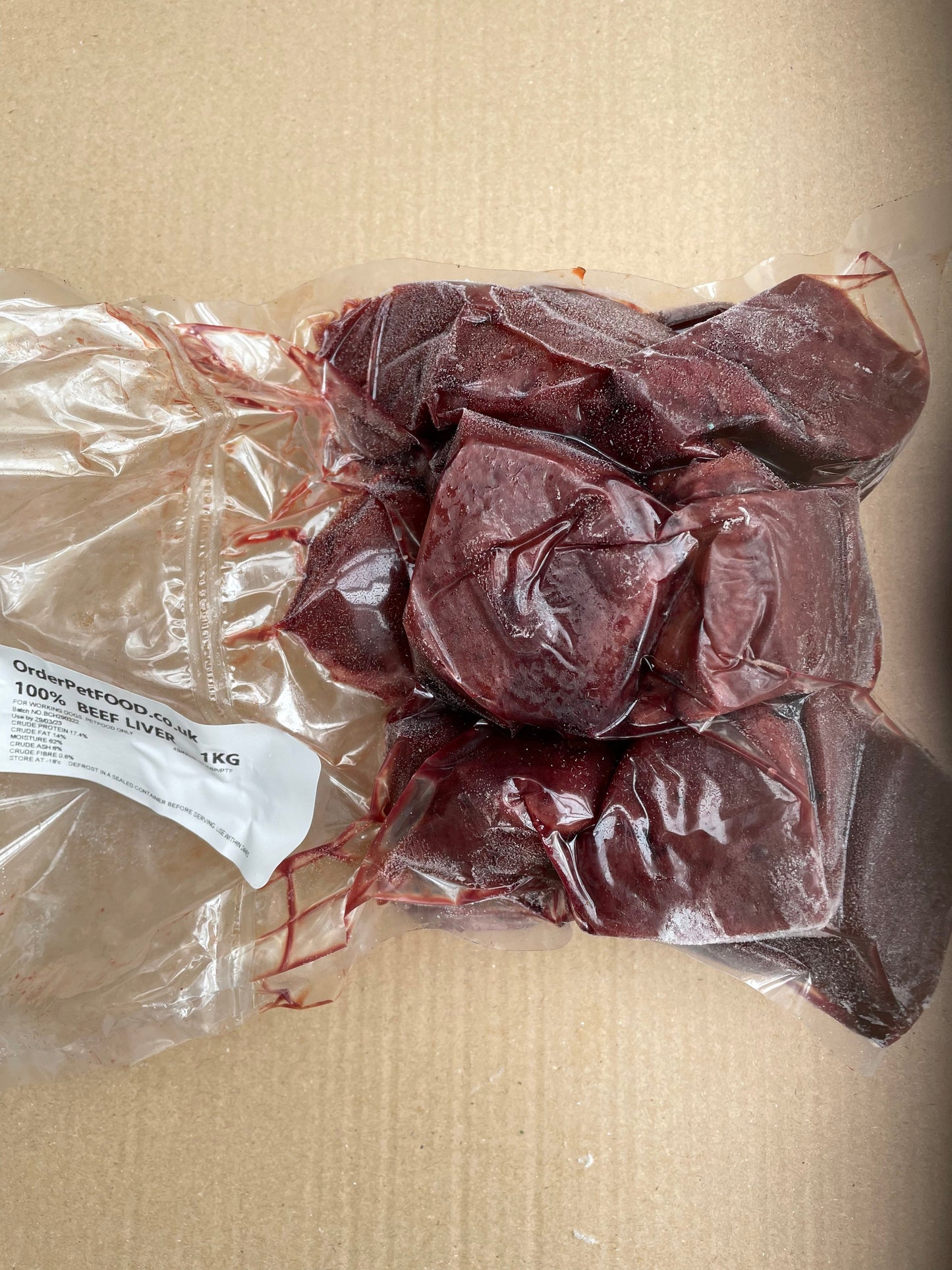 Offal - Beef Liver - Raw.  Approximately 1kg