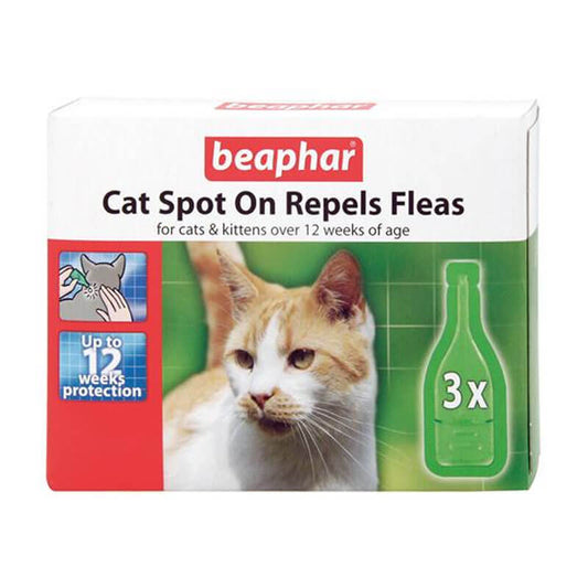 Beaphar Cat Spot On Repels Fleas - 3 Pipettes
