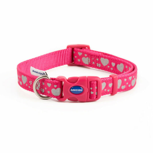 Ancol Reflective Pink Heart Design Collar