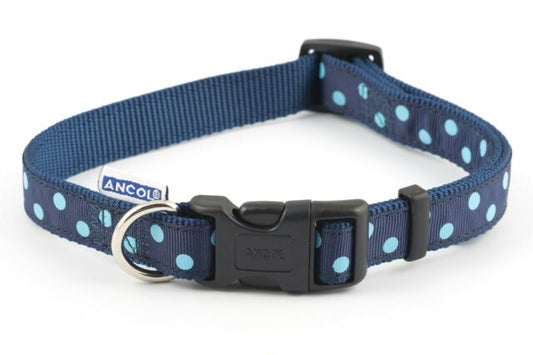 Ancol Vintage Polka Dot Collar - Blue