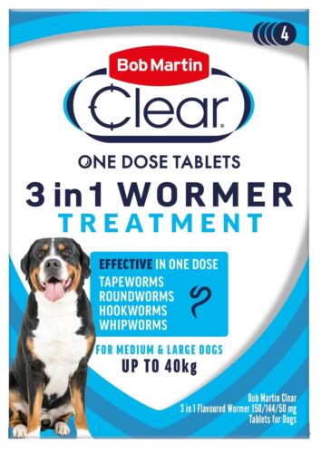 Bob Martin Clear 3 in 1 Wormer 150/144/5mg Tablets for Dogs